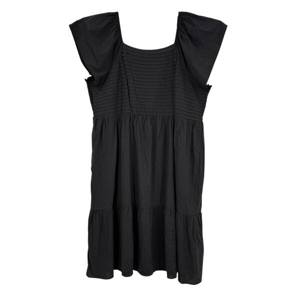 Terra & Sky Women Pullover Flutter Sleeve Black Midi Dress Plus 4X (28W-30W) NWT - Picture 2 of 11